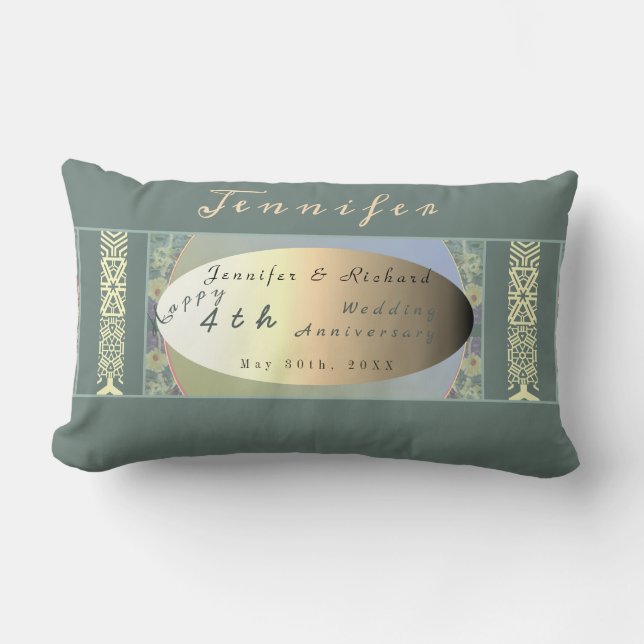 Anpassningsbar Wildbloms Bröllop-årsdag Lumbar Pil Lumbarkudde (Framsida)