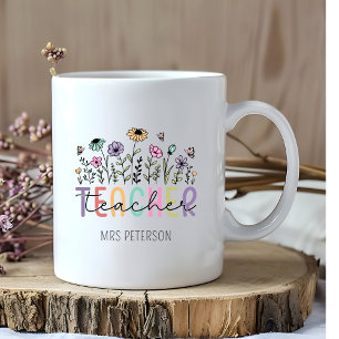 Anpassningsbar Wildblomsteilärares uppskattning Kaffemugg