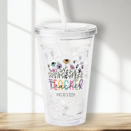 Anpassningsbar Wildblomsteilärares uppskattning Take Away Mugg