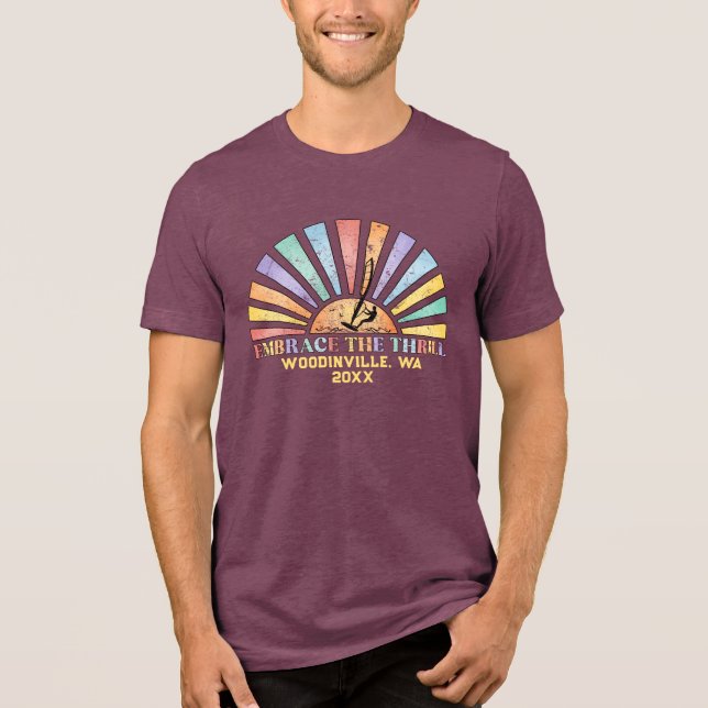 Anpassningsbar Windsurfing Surfer Location Date Na T Shirt (Framsida)