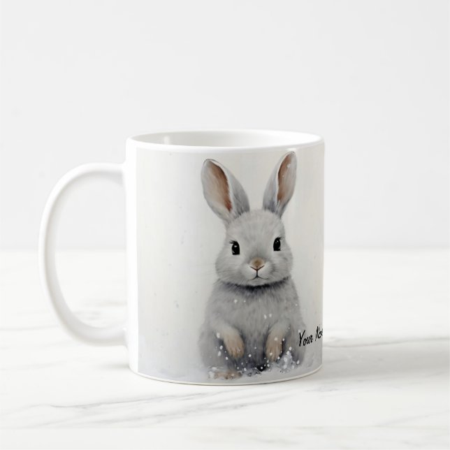 Anpassningsbar Winter Rabbit Pet Kärlek Cute Aesth Kaffemugg (Vänster)