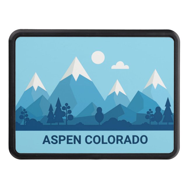 Anpassningsbar Winter Town Blue Snowy Mountain Dragkroksskydd (Framsidan)