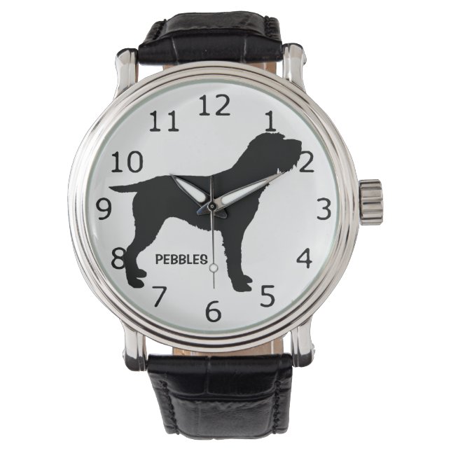 ANPASSNINGSBAR Wirehaged Pointing Griffon Hund Sil Armbandsur (Framsida)