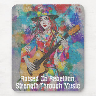 Anpassningsbar Woman Guitarist Abstrakt Art inspir Musmatta
