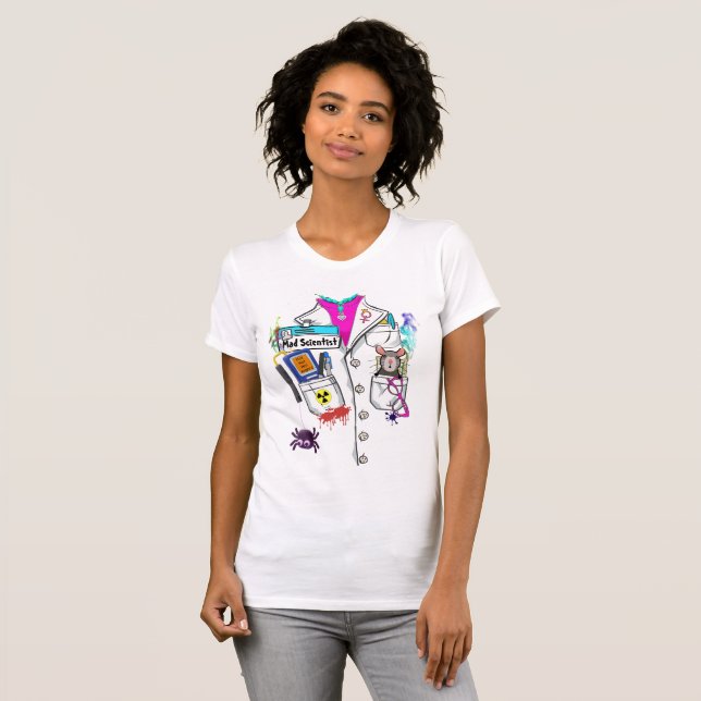 Anpassningsbar Women Mad Scientist Halloween Lab J T Shirt (Hel framsida)