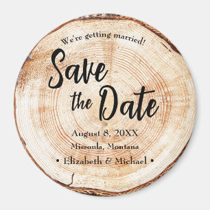 Anpassningsbar Wood Bark Disk Rustic Bröllop Magnet