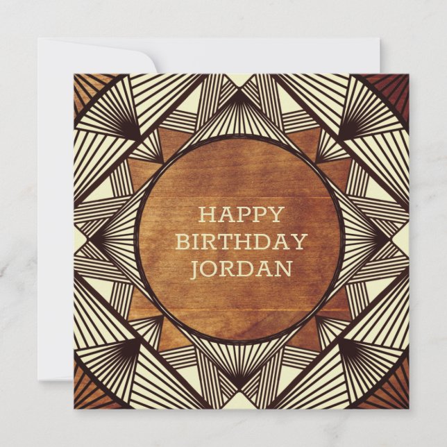 Anpassningsbar Wood Modern Masculine Birthday Card Julkort (Framsida)