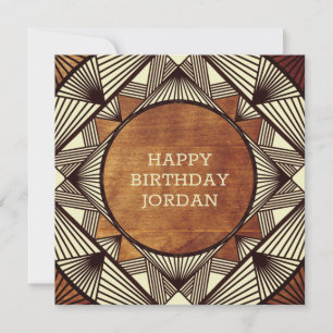 Anpassningsbar Wood Modern Masculine Birthday Card Julkort