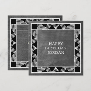 Anpassningsbar Wood Modern Masculine Grått Birthda Julkort