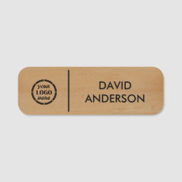 Anpassningsbar Wooden Business Logotyp Basic Emplo Namnbricka