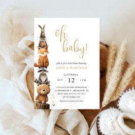 Anpassningsbar Woodland Animals Cute rustic Baby S Inbjudningar