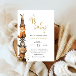 Anpassningsbar Woodland Animals Cute rustic Baby S Inbjudningar