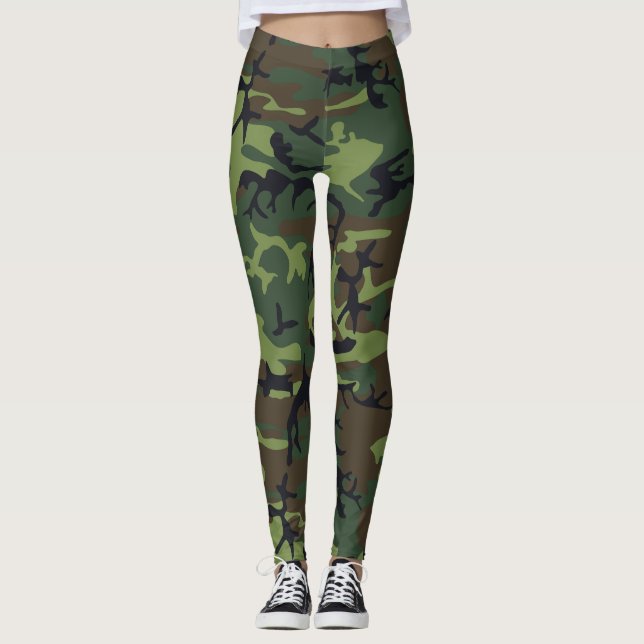 Anpassningsbar Woodland Camo Leggings (Framsida)