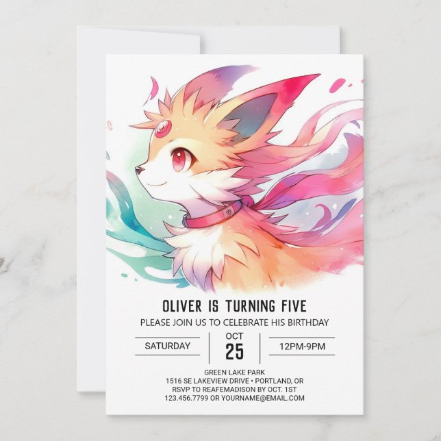 Anpassningsbar Woodland Fox Birthday Inbjudningar (Framsida)