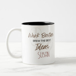 Anpassningsbar Work Bestie Coffee Älskare Gift Två-Tonad Mugg