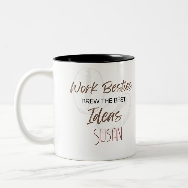 Anpassningsbar Work Bestie Coffee Älskare Gift Två-Tonad Mugg (Vänster)