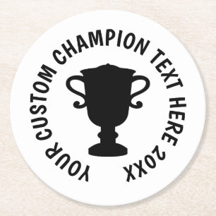 Anpassningsbar World Champion trophy silhouette Underlägg Papper Rund