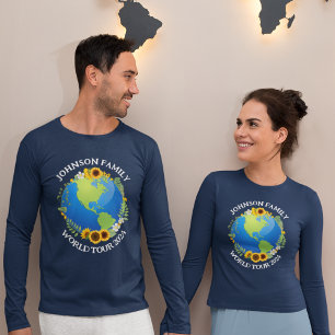 Anpassningsbar World Tour Earth Flowers Resa Långä T Shirt