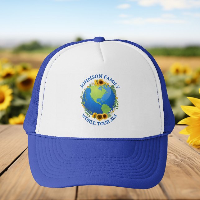Anpassningsbar World Tour Earth i Sunblommors Cool Keps (Skapare uppladdad)