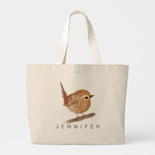 Anpassningsbar Wren Bird Tote Bag Jumbo Tygkasse