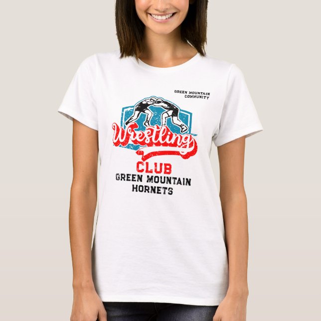 Anpassningsbar Wrestling Team Klubb School Namn Nu T Shirt (Framsida)