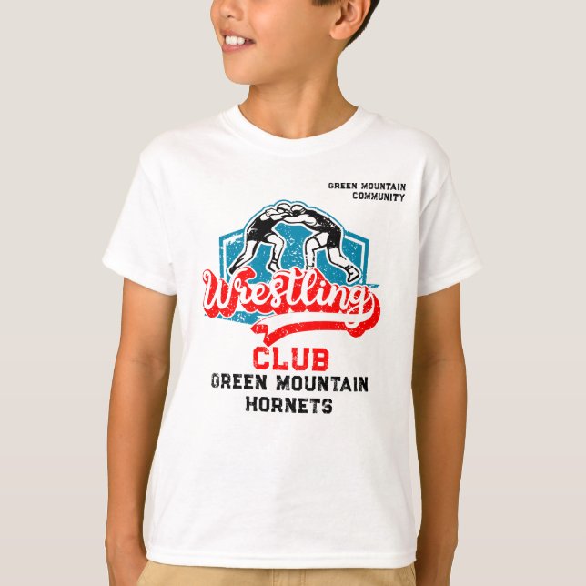 Anpassningsbar Wrestling Team Klubb School Namn Nu T Shirt (Framsida)