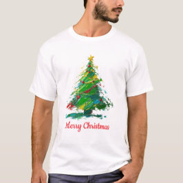 Anpassningsbar Xmas Träd Oljemålning Konststil T Shirt