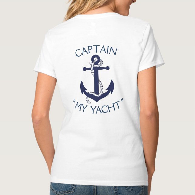Anpassningsbar Yacht Anchor "Ditt namn här" Tee (Baksida)