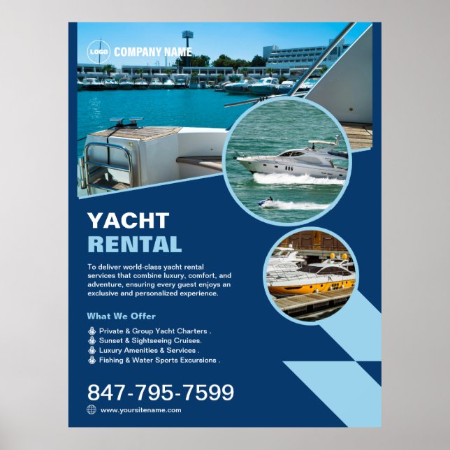 Anpassningsbar Yacht Rental Poster (Framsidan)