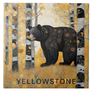 Anpassningsbar Yellowstone Black Bear Decor Kakelplatta