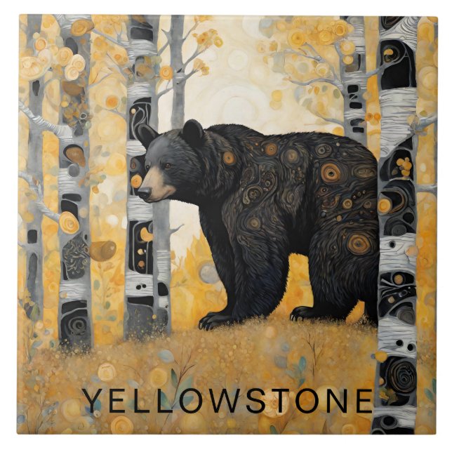 Anpassningsbar Yellowstone Black Bear Decor Kakelplatta (Framsidan)