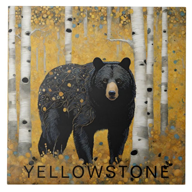 Anpassningsbar Yellowstone Black Bear Decor Kakelplatta (Framsidan)