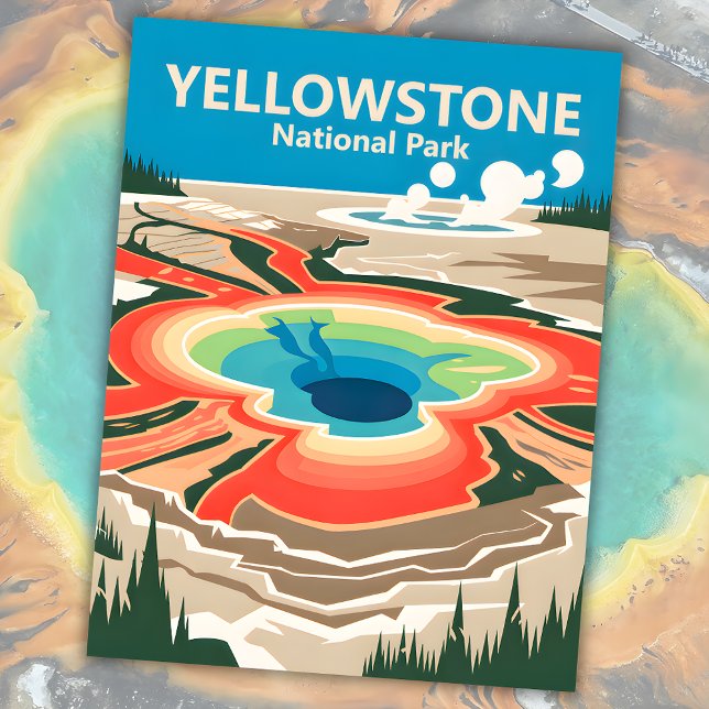 Anpassningsbar Yellowstone National Park WPA Retro Vykort (Custom Yellowstone National Park WPA Retro Travel Postcard)