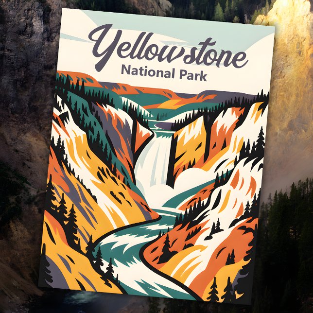 Anpassningsbar Yellowstone nationalpark Lower Fall Vykort (Custom Yellowstone National Park Lower Falls Retro Postcard)
