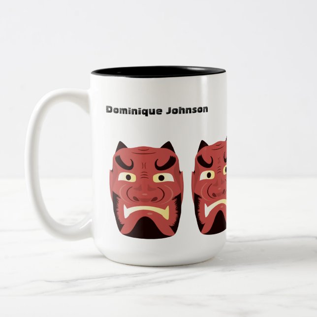 Anpassningsbar Yokai Oni (japansk demon) Mugg, 15  Två-Tonad Mugg (Vänster)