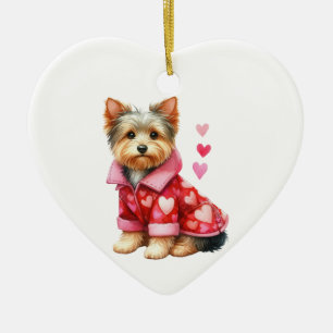 Anpassningsbar Yorkshire Terrier Hund Valentine Julgransprydnad Keramik