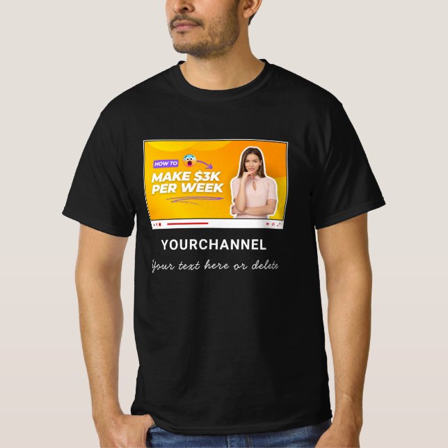 Anpassningsbar Youtube Channel Namn och Add Bilder T Shirt (Framsida)