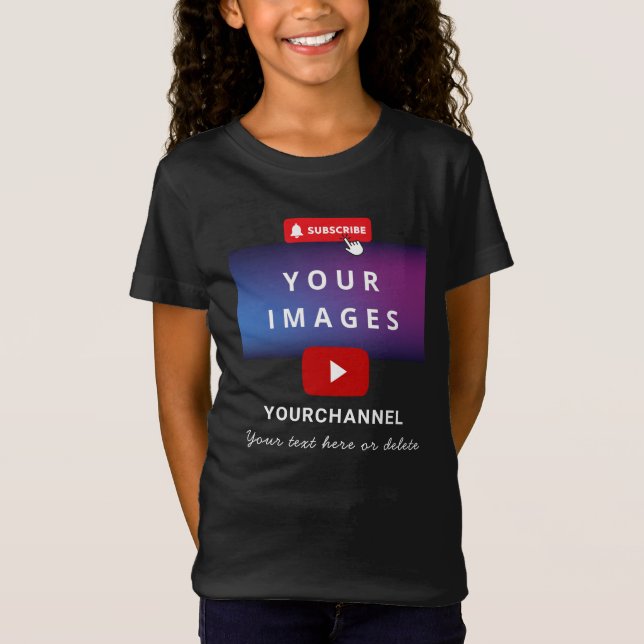 Anpassningsbar Youtube Channel Namn och Add Bilder T Shirt (Framsida)