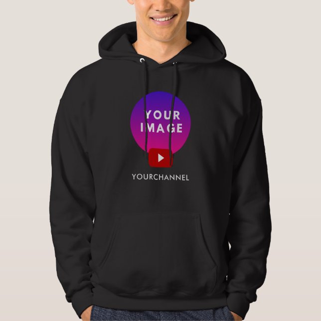 Anpassningsbar Youtube Channel Namn och Image Blac Hoodie (Framsida)