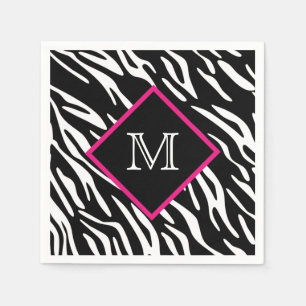 Anpassningsbar Zebra tryck Monogram Napkins Pappersservett