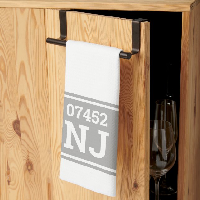 Anpassningsbar Zip-kod och statligt Grått för bost Kökshandduk (Thirds Fold)