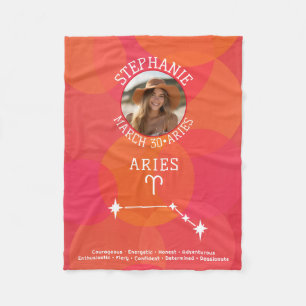 Anpassningsbar Zodiac Aries från födelsedagen - Fo Fleecefilt
