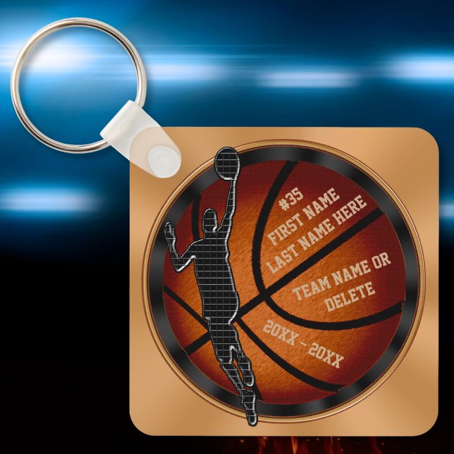 Anpassningsbara, Basketpresentidéer, Nyckelring (Cool basketball gifts. Basketball senior night gift ideas. Basketball bag tags, for players, guys.)