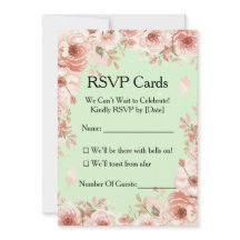 Anpassningsbara Blommiga Mint & Rosa Rosor RSVP