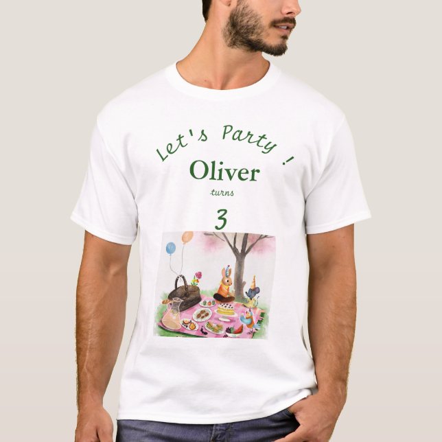 Anpassningsbara födelsedagsdjur för barn och föräl t shirt (Framsida)