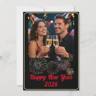 Anpassningsbara Foto-Fyrverkerier Gott Nytt År Julkort