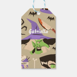 Anpassningsbara Halloween Vintage Mönster Presentk Presentetikett