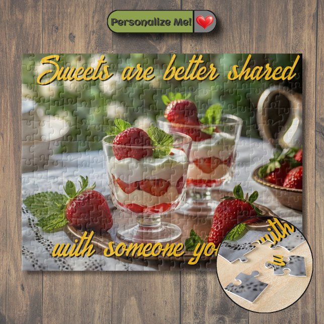 Anpassningsbara Jordgubbssysslor Motiverande Pussel (Customizable Strawberry Sweets Motivational Jigsaw Puzzle)