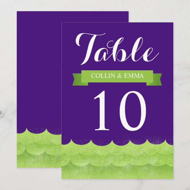 Anpassningsbara lila havsrelaterade bordsnummer (Fram/baksida)