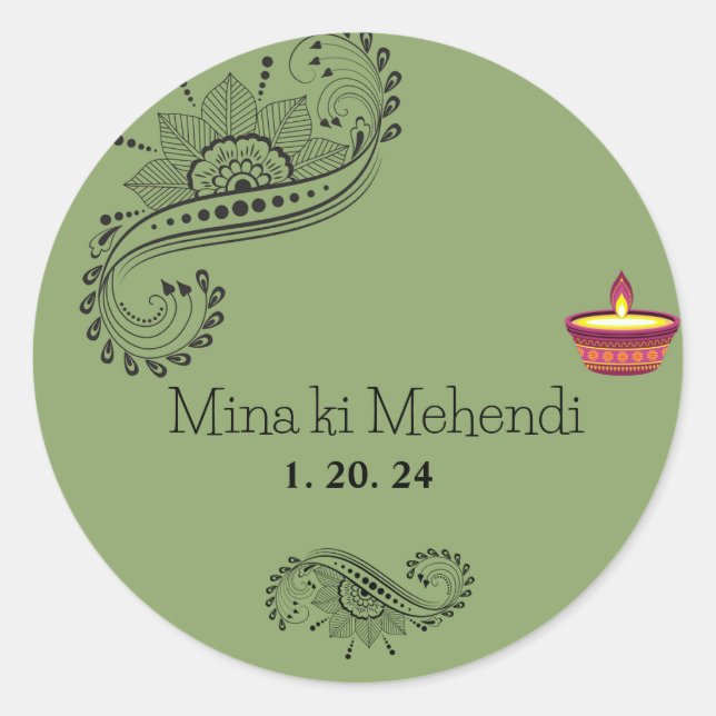 Anpassningsbara mehendi-dekaler runt klistermärke (Framsida)